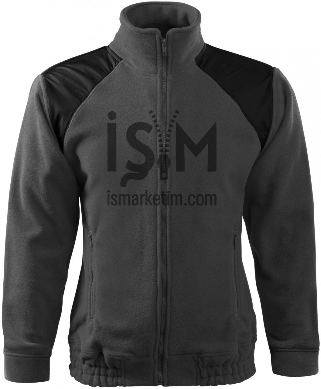 Garnish Double Color Pocket Zippered Fleece Jacket - Smoked