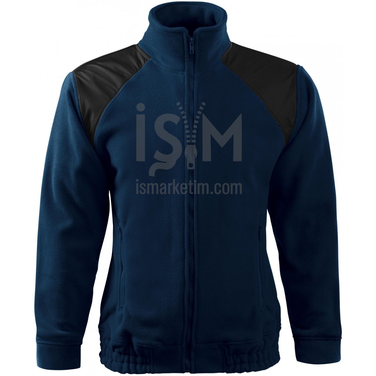 Garnish Double Color Pocket Zippered Fleece Jacket - Navy Blue