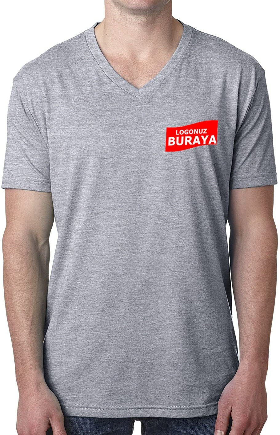 V-Neck Combed T-Shirt - Grey