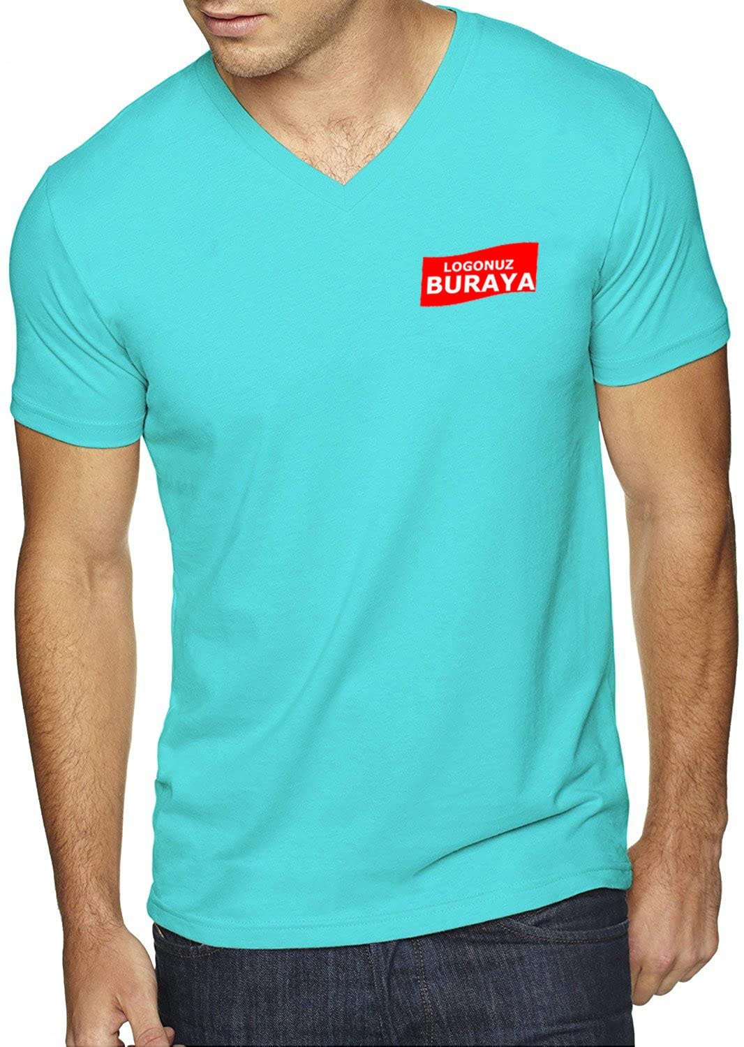 V-Neck Combed T-Shirt - Turquoise