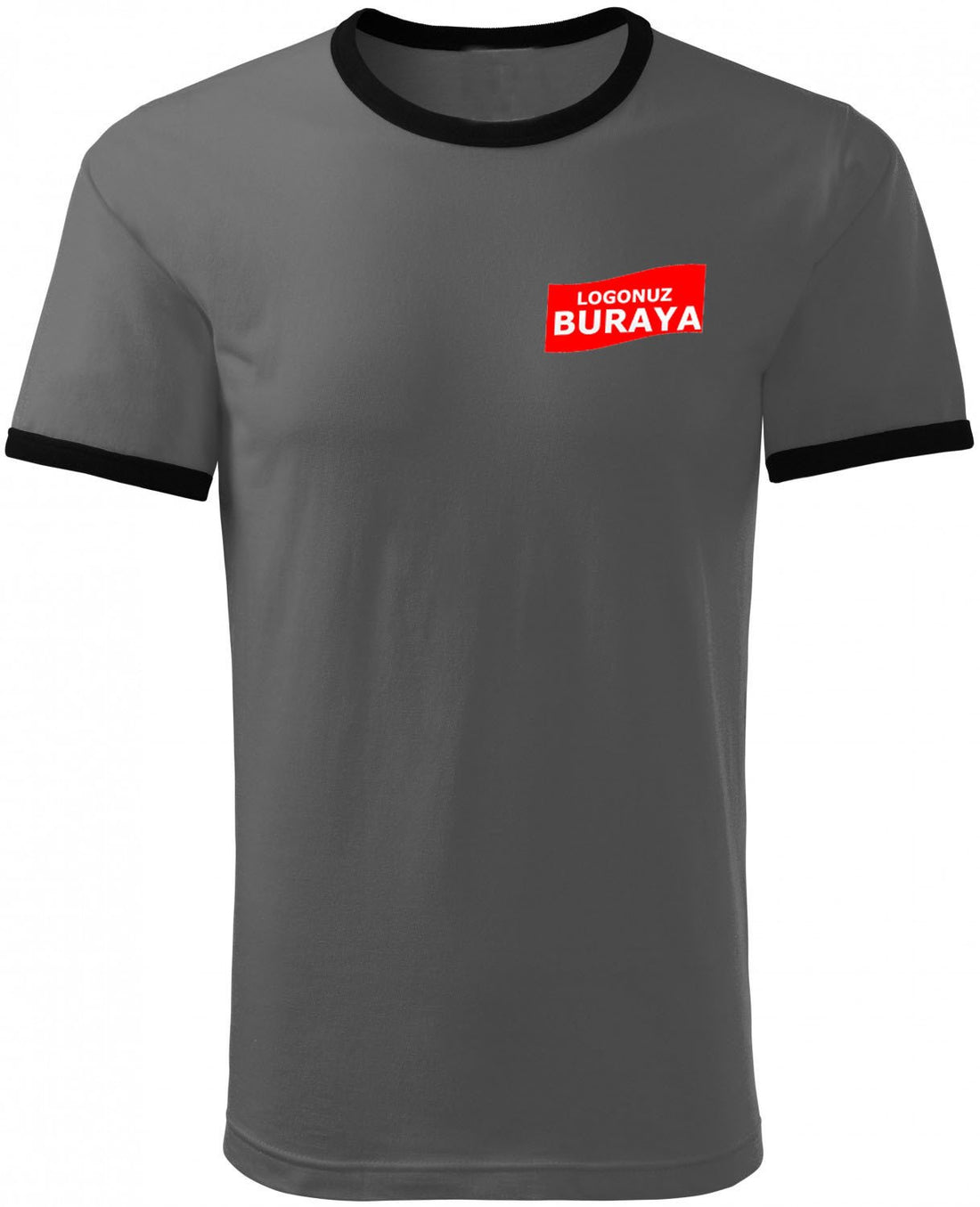 Sýfýr Yaka Penye T-Shirt - Füme Garnitür