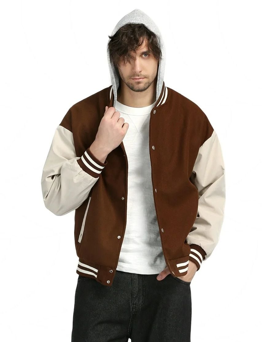 Hooded Embroidered and Printed College Coat, Varsity, Bomber Jacket KPL01