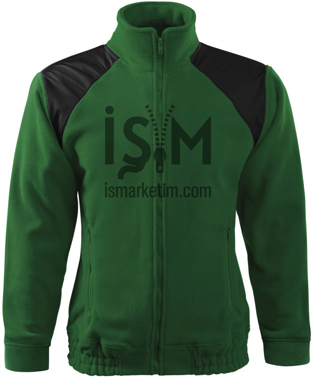 Garnish Double Color Pocket Zippered Fleece Jacket - Green