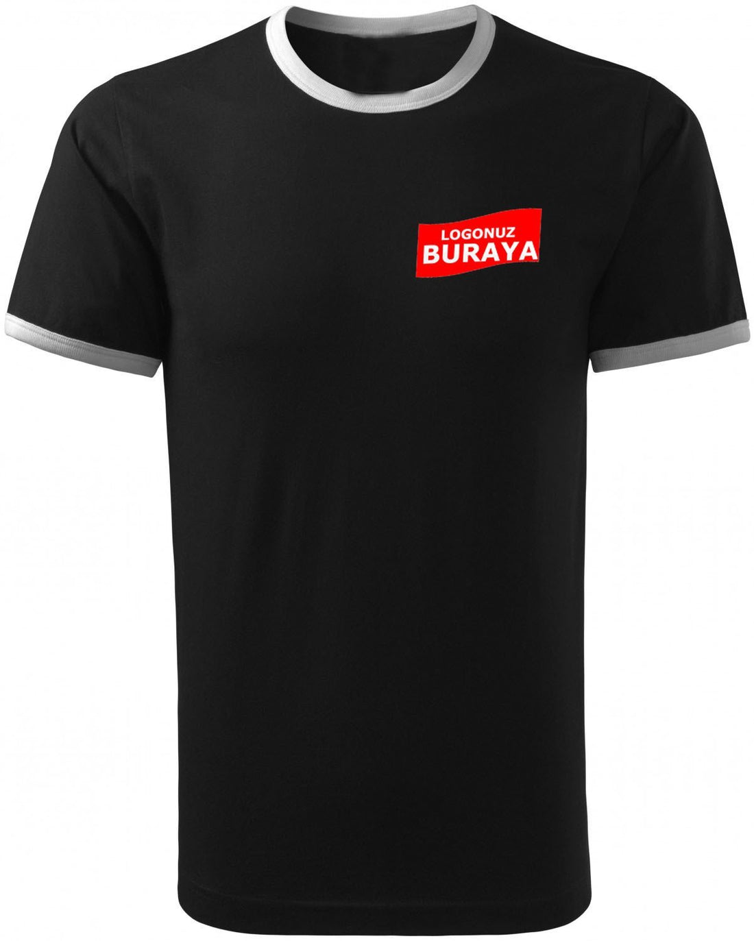 Sýfýr Yaka Penye T-Shirt - Siyah Garnitür
