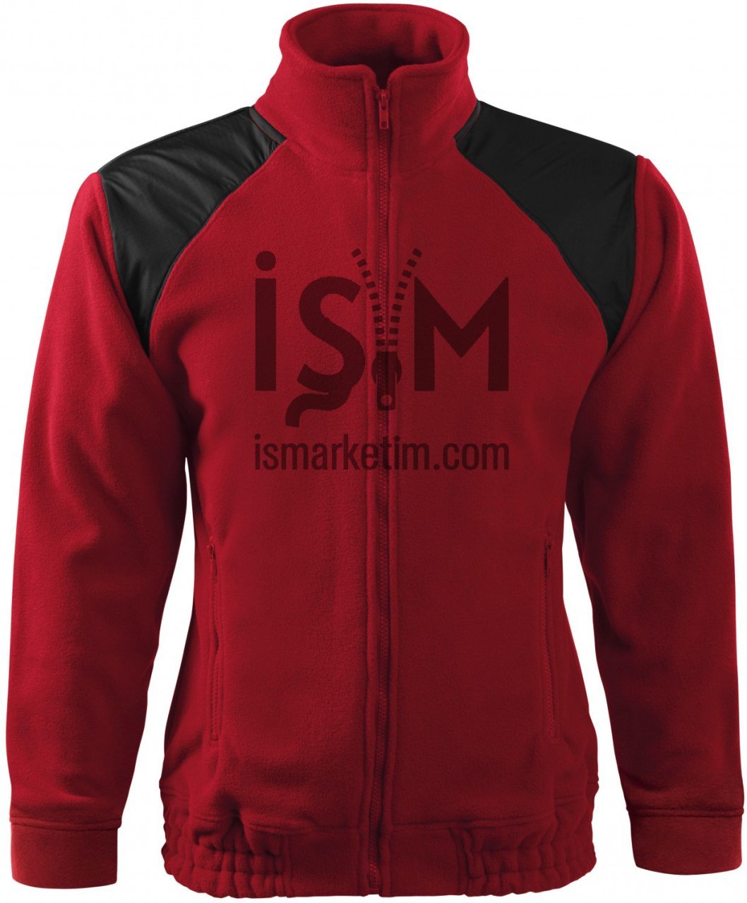 Garnish Double Color Pocket Zippered Fleece Jacket - Burgundy