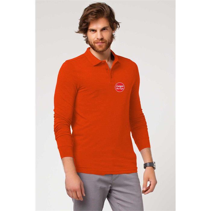 Long Sleeve Polo Collar Thsirt Orange