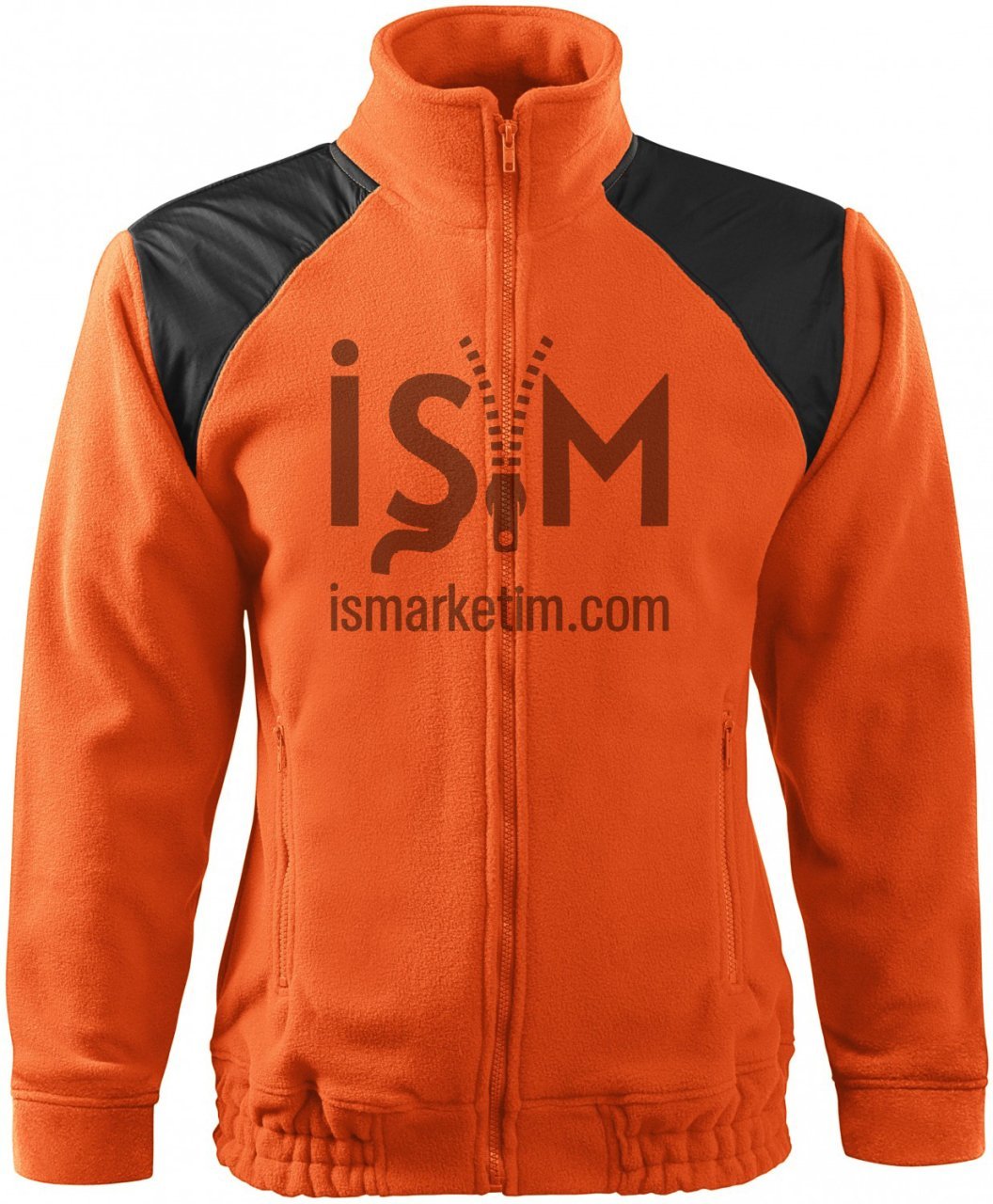 Garnish Double Color Pocket Zippered Fleece Jacket - Orange