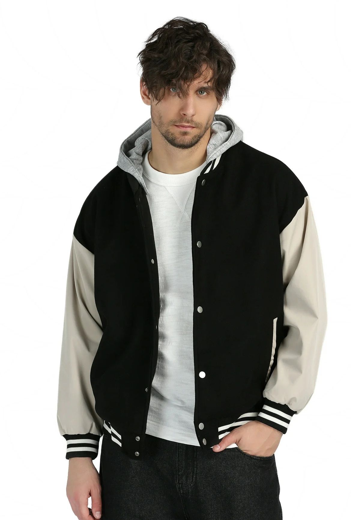 Hooded Embroidered and Printed College Coat, Varsity, Bomber Jacket KPL02