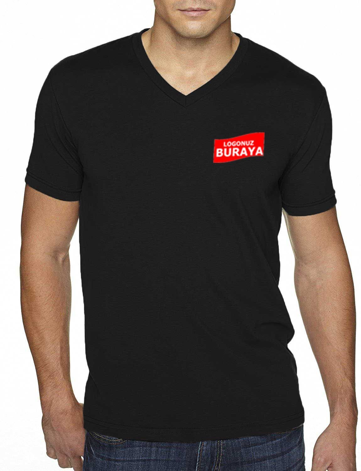 V-Neck Combed T-Shirt - Black