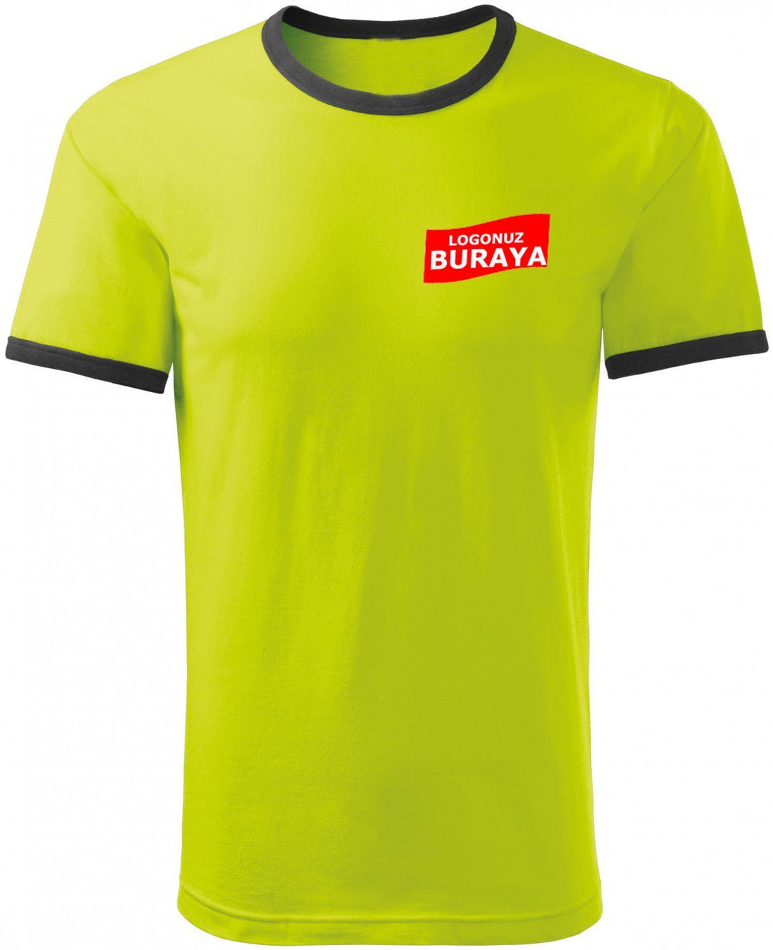 Sýfýr Yaka Penye T-Shirt - Açýk Yeþil Garnitür