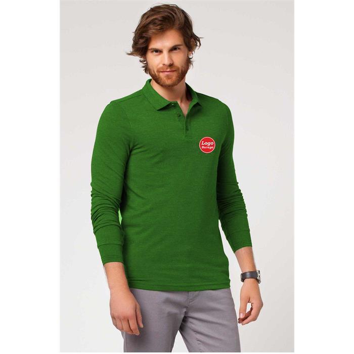Long Sleeve Polo Collar Thsirt Green